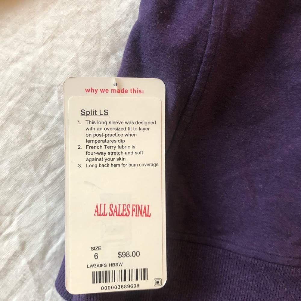 Brand new with tags lululemon Split LS